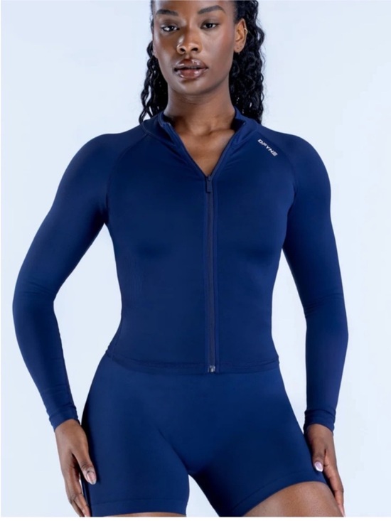 Dfyne Jackets & Blazers - DFYNE Zippy Full Zip Longline Seamless Jacket Enchanted Blue Sz S